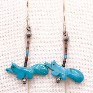 Turquoise Animal Sterling Silver Dangle Earrings